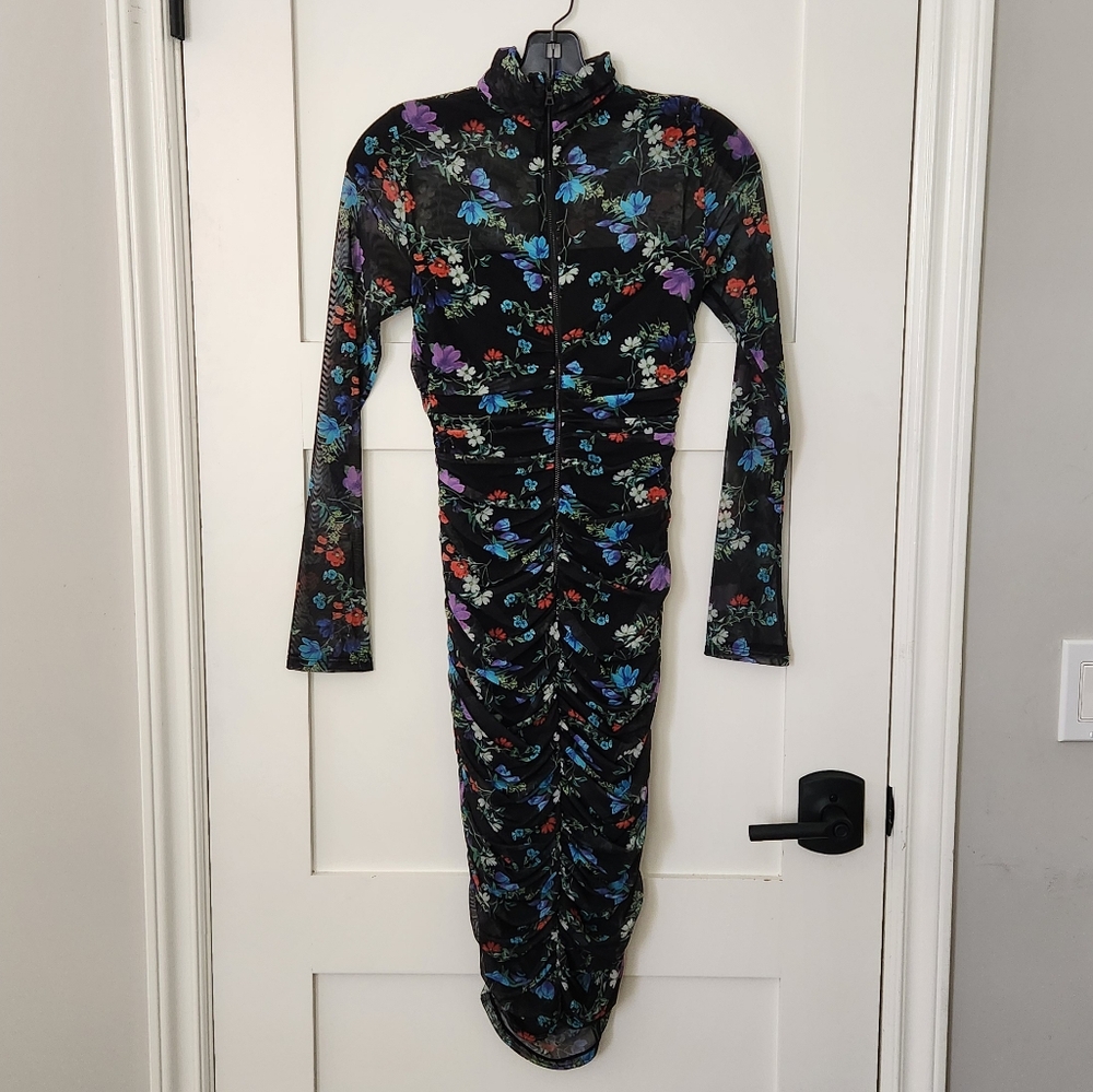 NWT Alice + Olivia Delora Turtleneck Long Sleeve Midi Dress - Picture 8 of 10